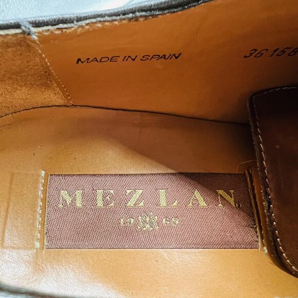 Mezlan Shoes Men 8.5 Brown Leather Oxford Dress Brogue Lace Up Medallion Classic main image 4